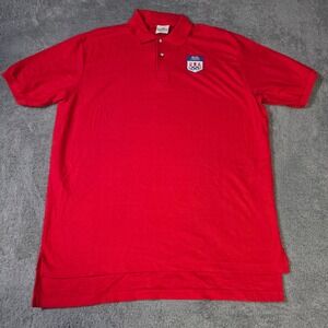 Willow Pointe Mens XL Polo Shirt Red Bud Light USA Olympics Patch Vintage USA